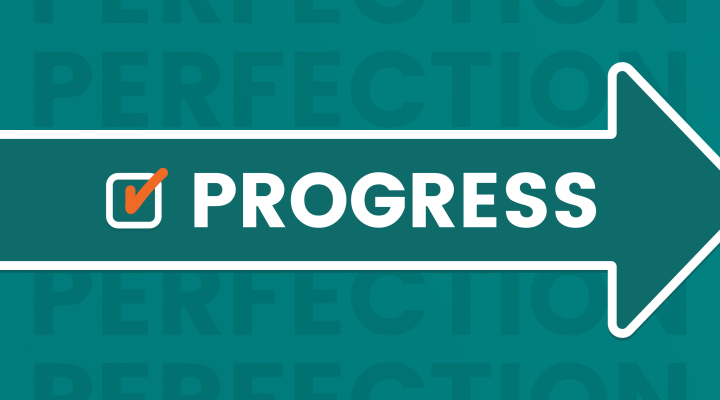 right arrow with checkbox and text “Progress”