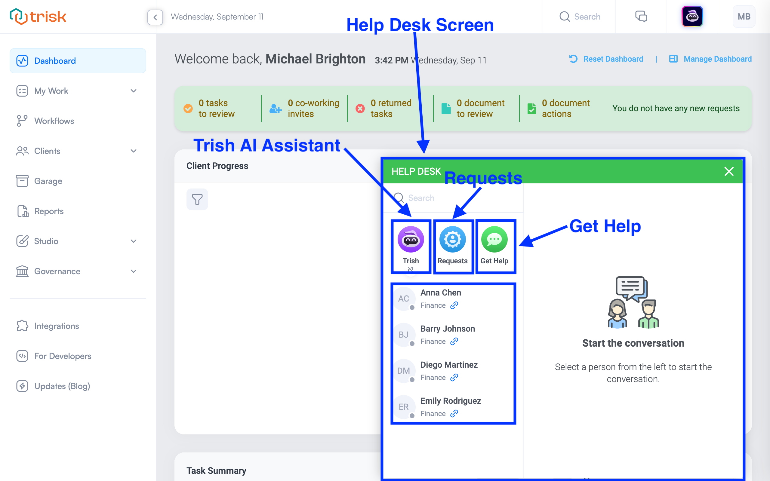 Help Desk Screen