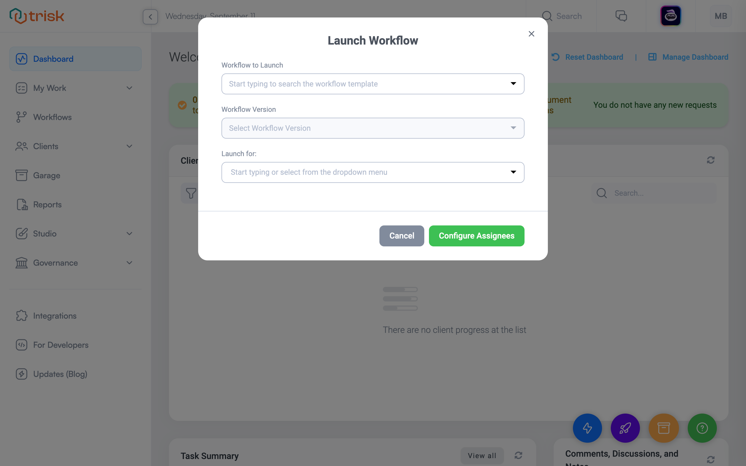 Launch Workflow Modal