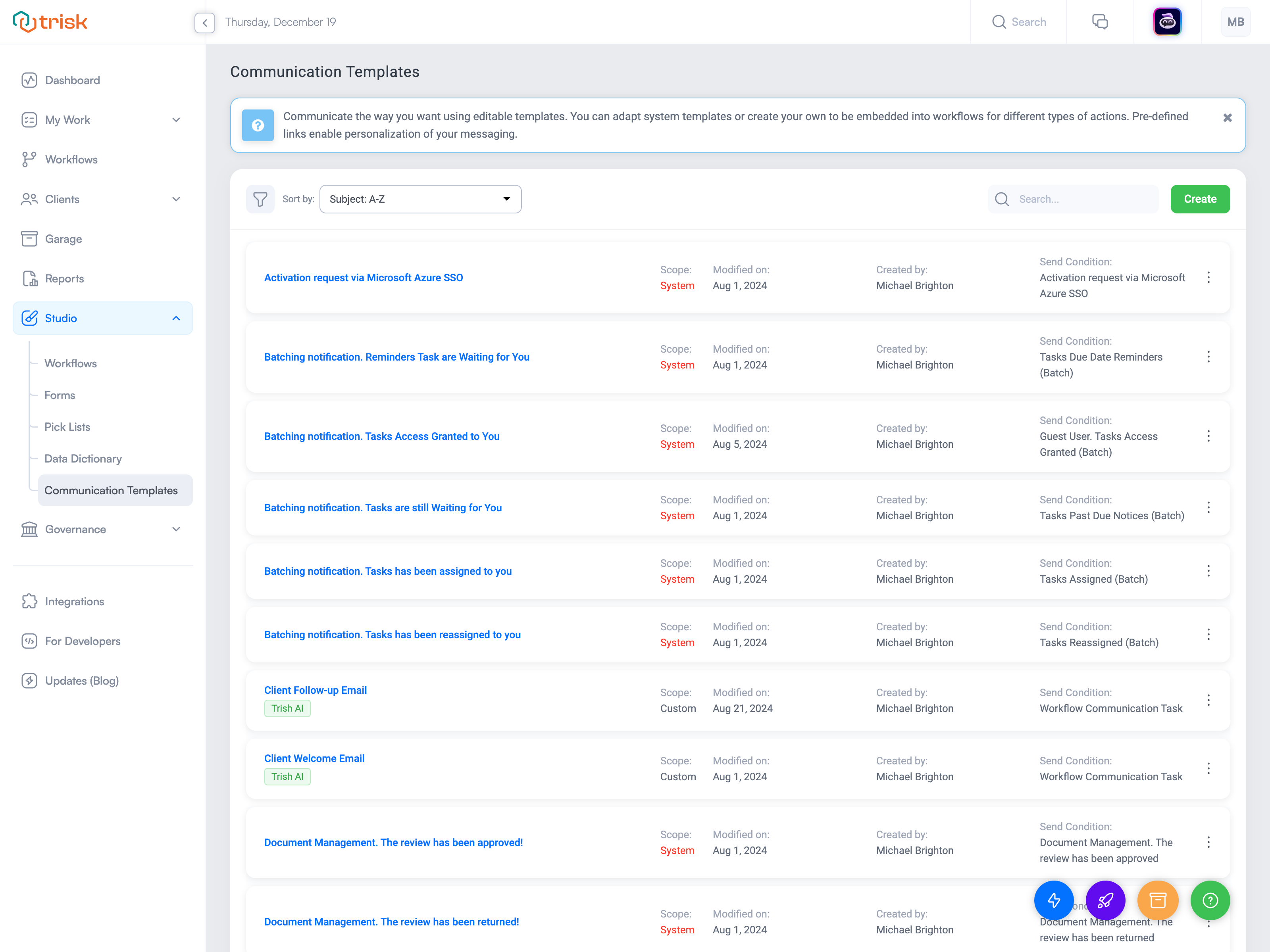 Communication Templates