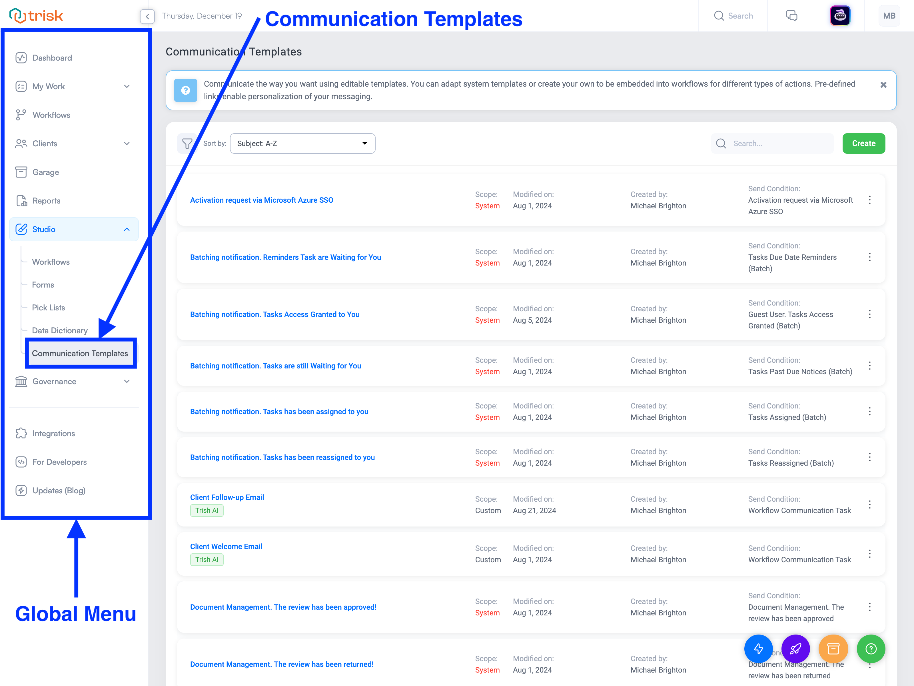 Accessing Communication Templates