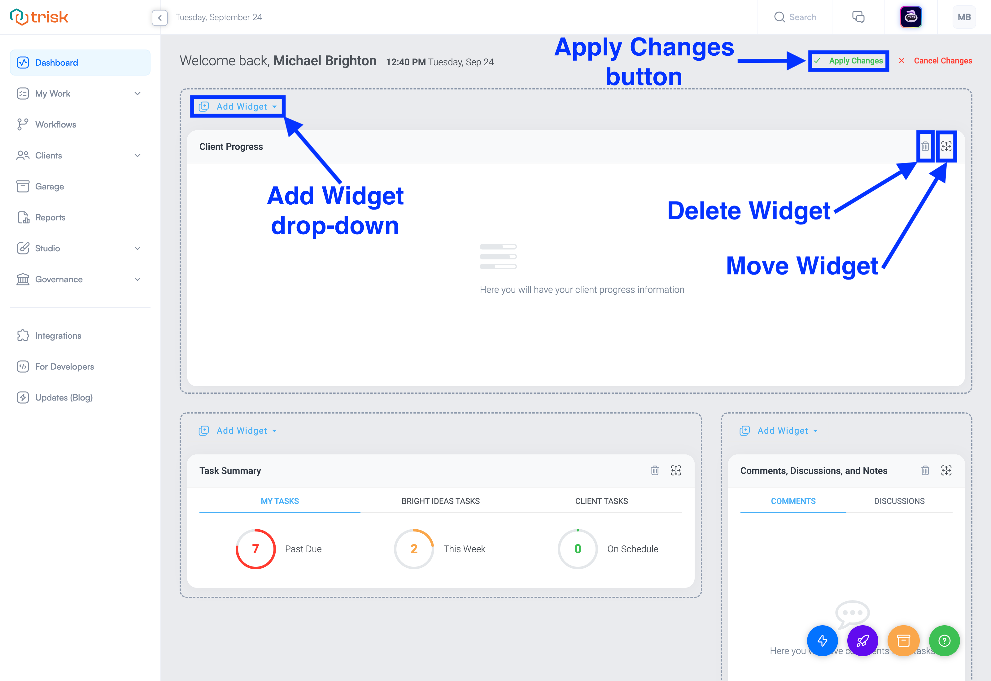 Managing Your Dashboard